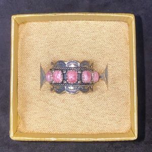 Sterling Silver Ring with Pink Rhodonite